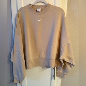Tan Nike Oversized Crop Sweatshirt - size XL